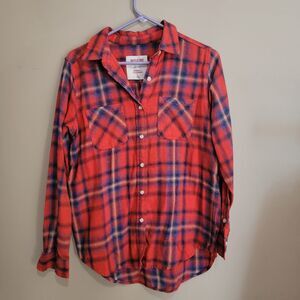 Mossimo Supply Co Plaid Red/Orange Button Up Flannel Size S